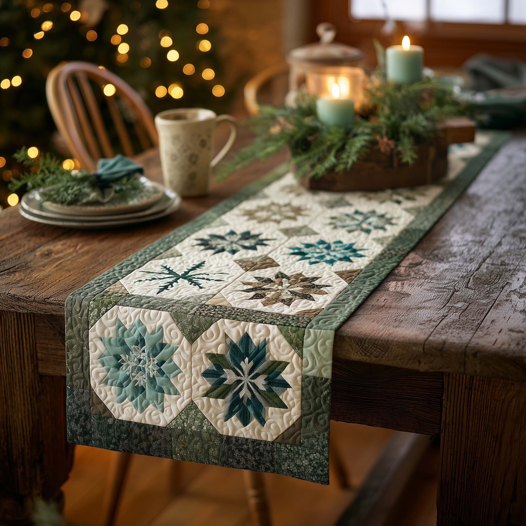Snowflake Quilted Table Runner Runner Christmas Decoration Family Christmas Present Ideas