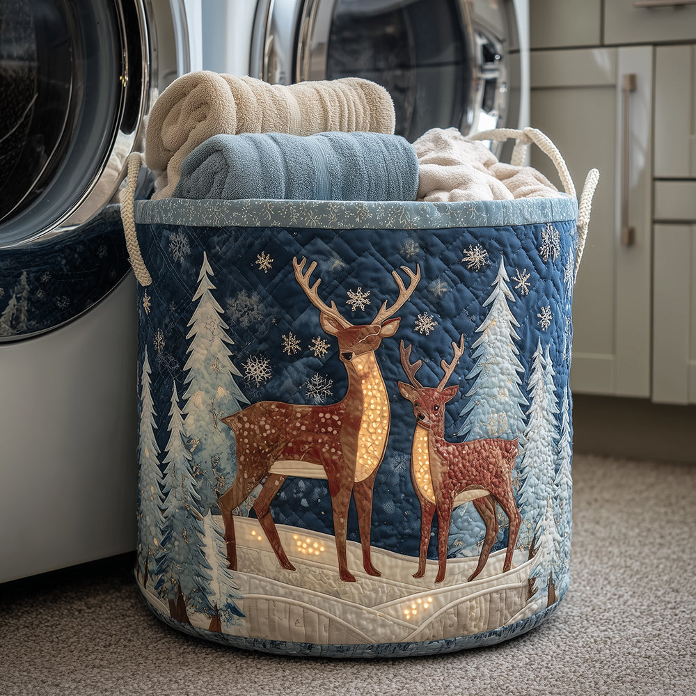 Snowflake Reindeer Quilted Laundry Basket Best Foldable Laundry Basket Xmas Presents For Grandma