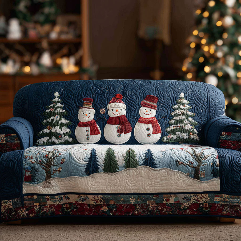 Snowland Gathering Quilted Sofa Cover Holiday Living Room Decor Best Holiday Gifts