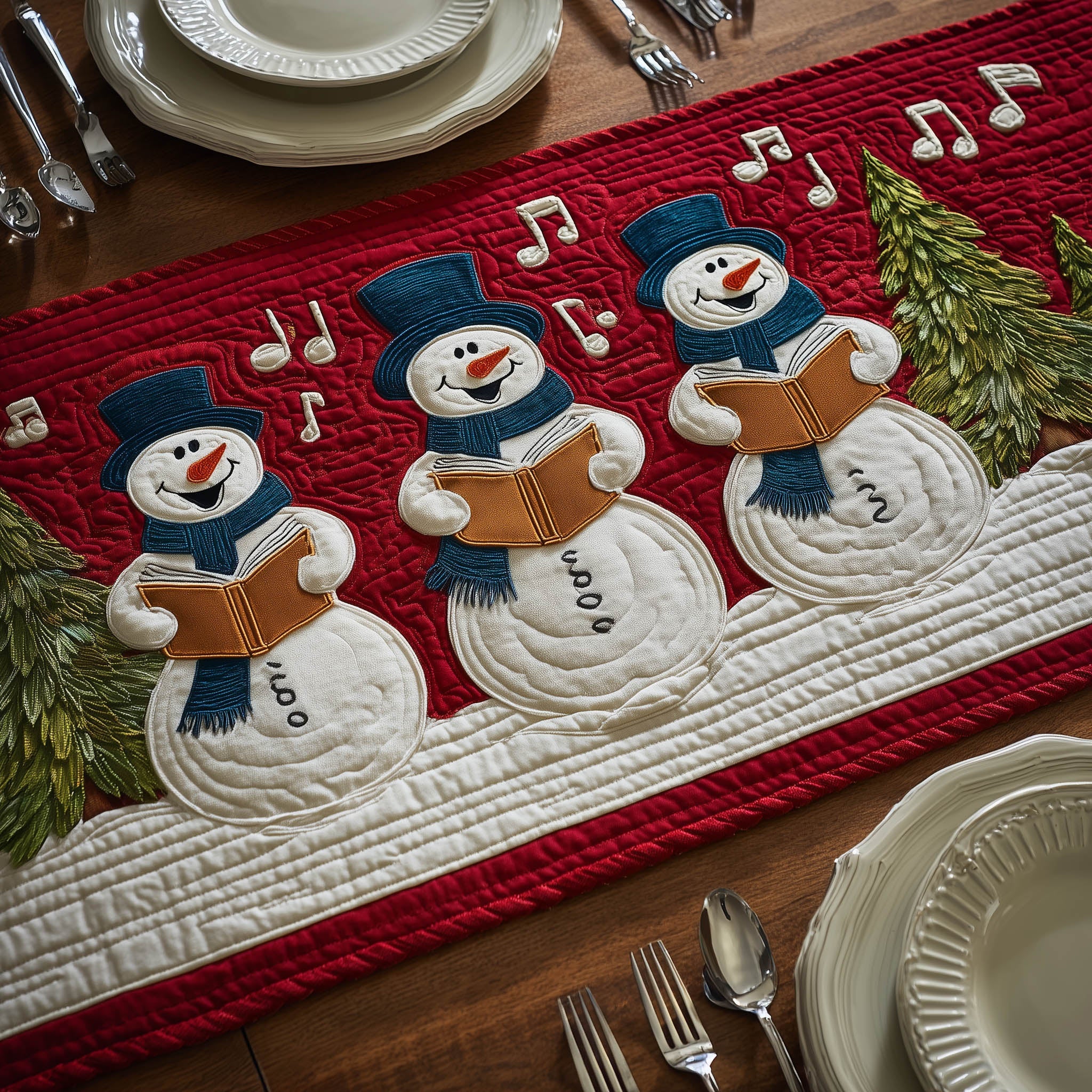 Snowman Choir Quilted Table Runner Christmas Dining Table Runner Christmas Gifts For Him
