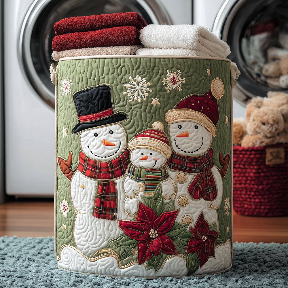 Snowman Family Quilted Laundry Basket Basket For Laundry Christmas Presents For Mum