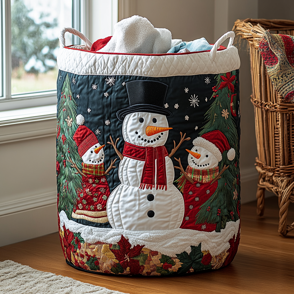 Snowman Magic Quilted Laundry Basket Best Foldable Laundry Basket Grandparent Christmas Present Ideas