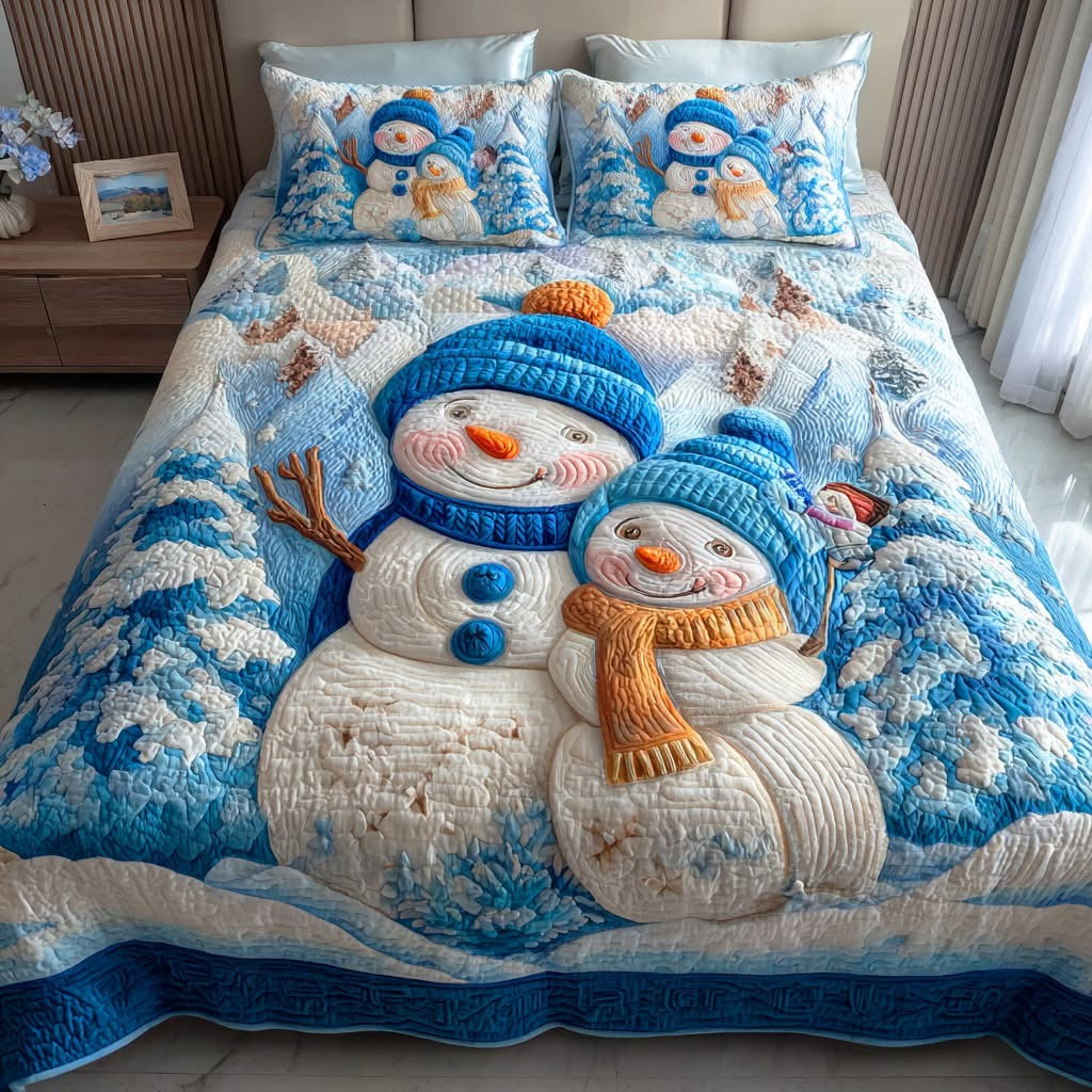 Snowman Quilted Bedding Set Cozy Christmas Gifts Ideas For Your Family
