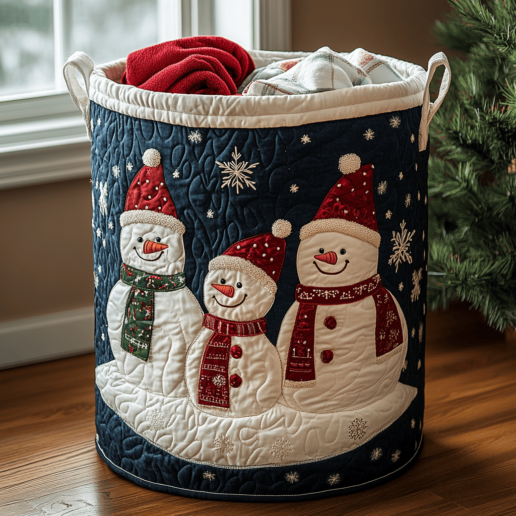 Snowman Spirit Quilted Laundry Basket Unique Laundry Basket Grandma Presents For Christmas