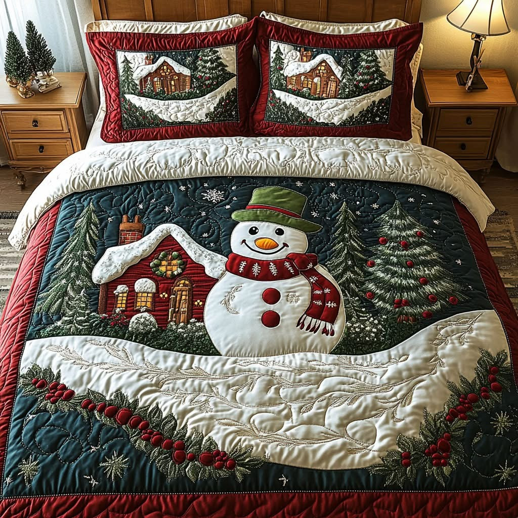 Snowman Winter Joy Christmas Quilt Bedding Set Duvet Cover Best Holiday Xmas Gifts 2025