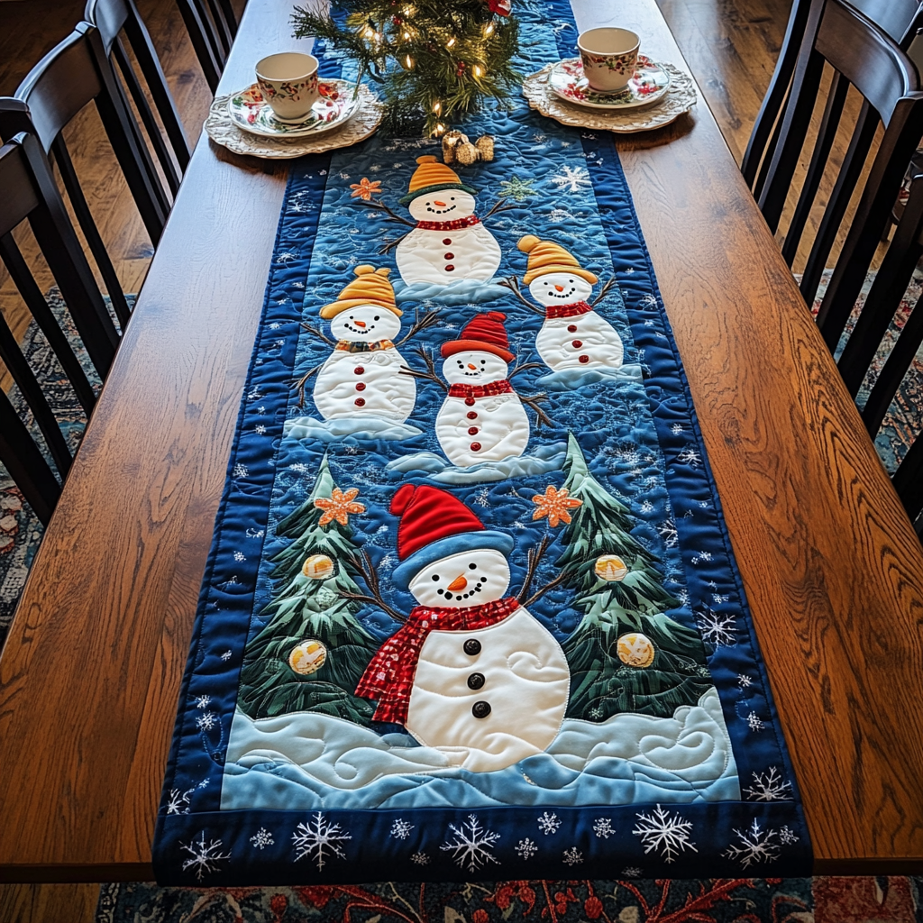 Snowmen Quilted Table Runner Dining Table Xmas Decor Gifts For The Family Christmas