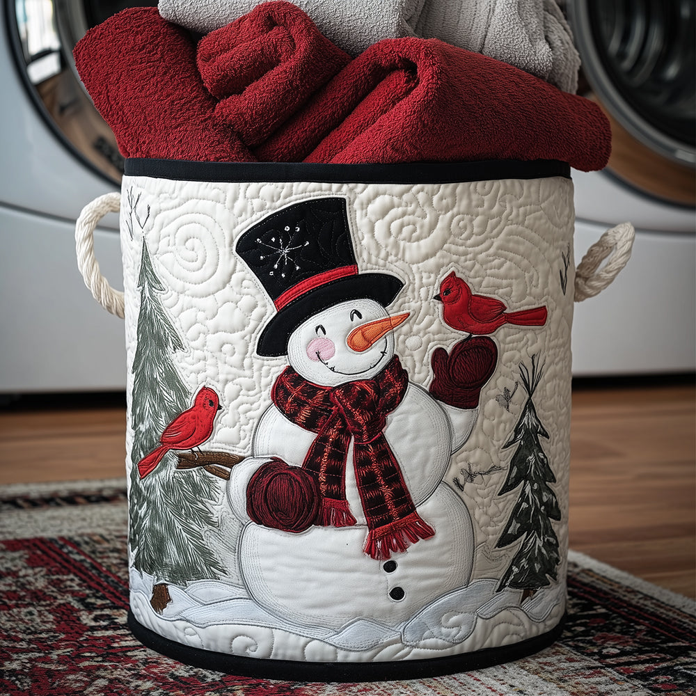 Snowy Cardinal Joy Quilted Laundry Basket Unique Laundry Hamper Christmas Presents For Relatives