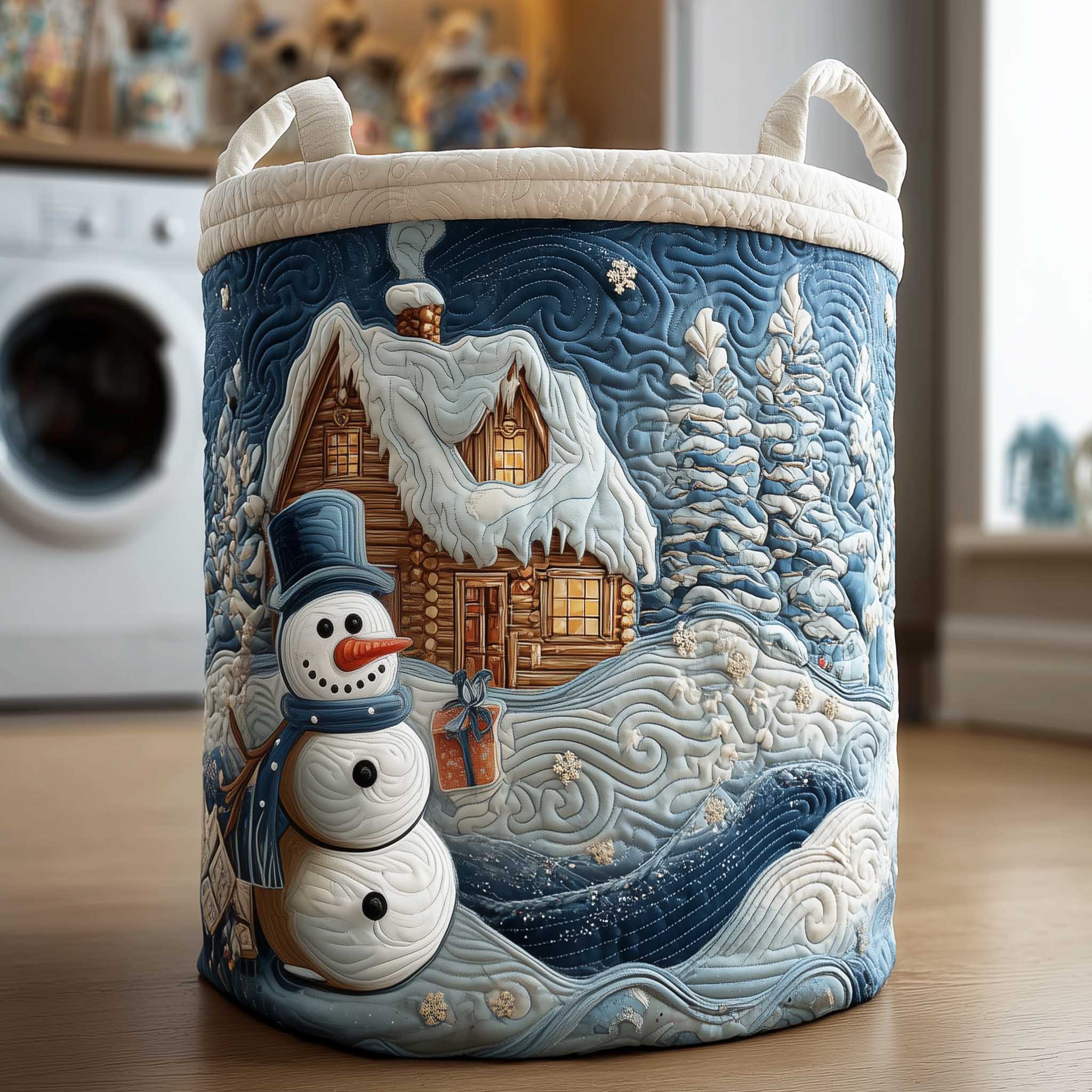 Snowy Cottage Winter Quilted Laundry Basket Good Laundry Baskets Best Christmas Gifts For Mom