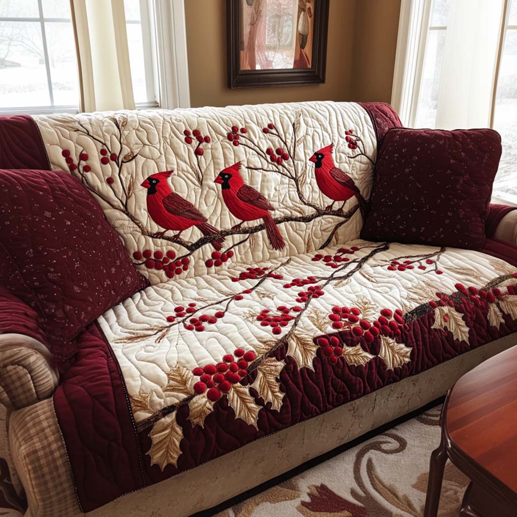 Snowy Day Quilted Sofa Cover Indoor Decoration Christmas Gift Ideas For Her