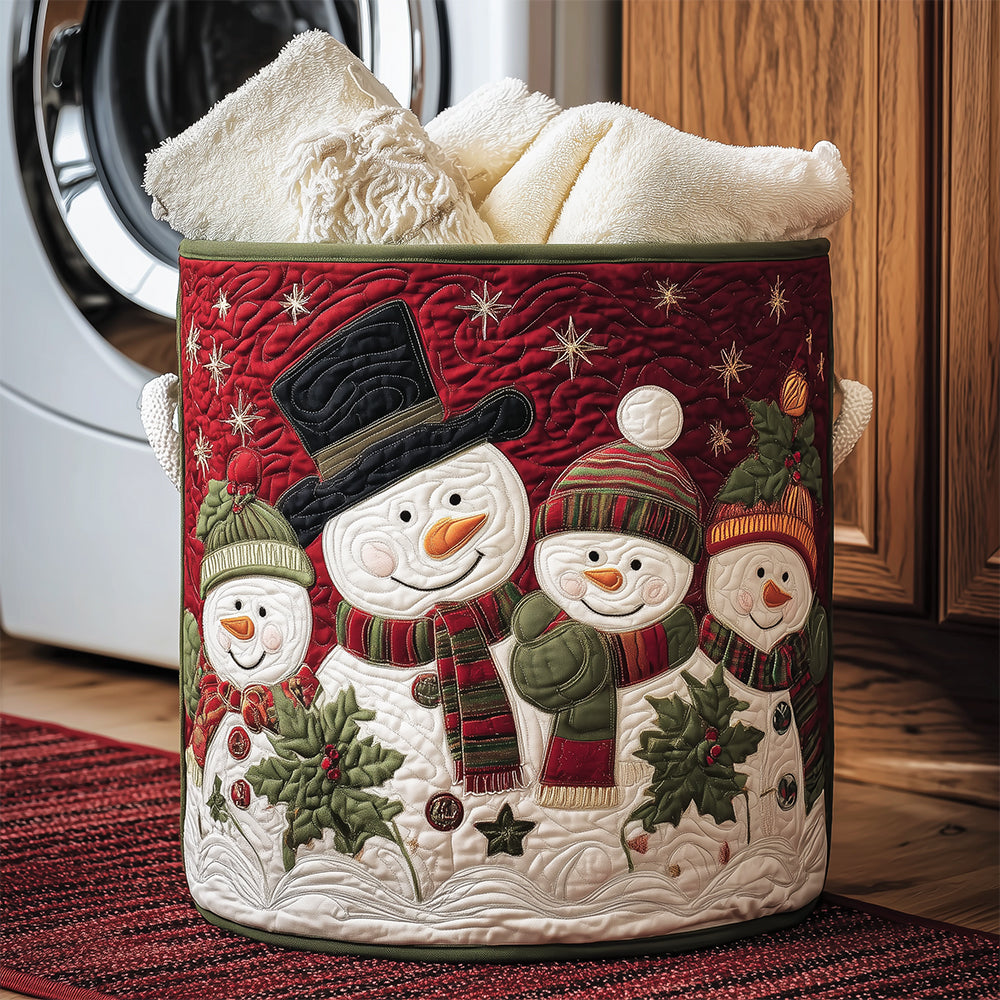 Snowy Family Cheer Quilted Laundry Basket Laundry Clothes Basket Christmas Gifts For Mum