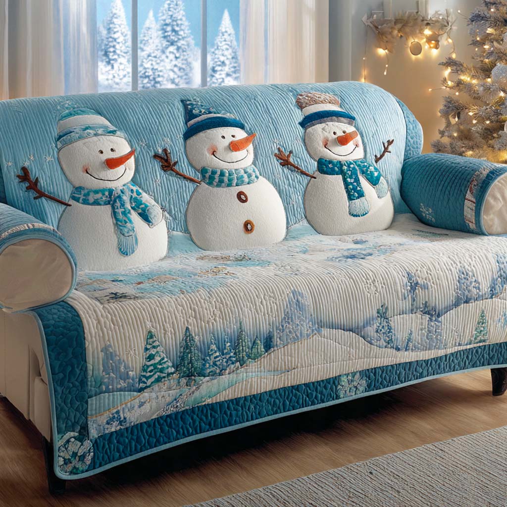 Snowy Forest Companions Quilted Sofa Cover Indoor Decoration Christmas Presents For Cousin