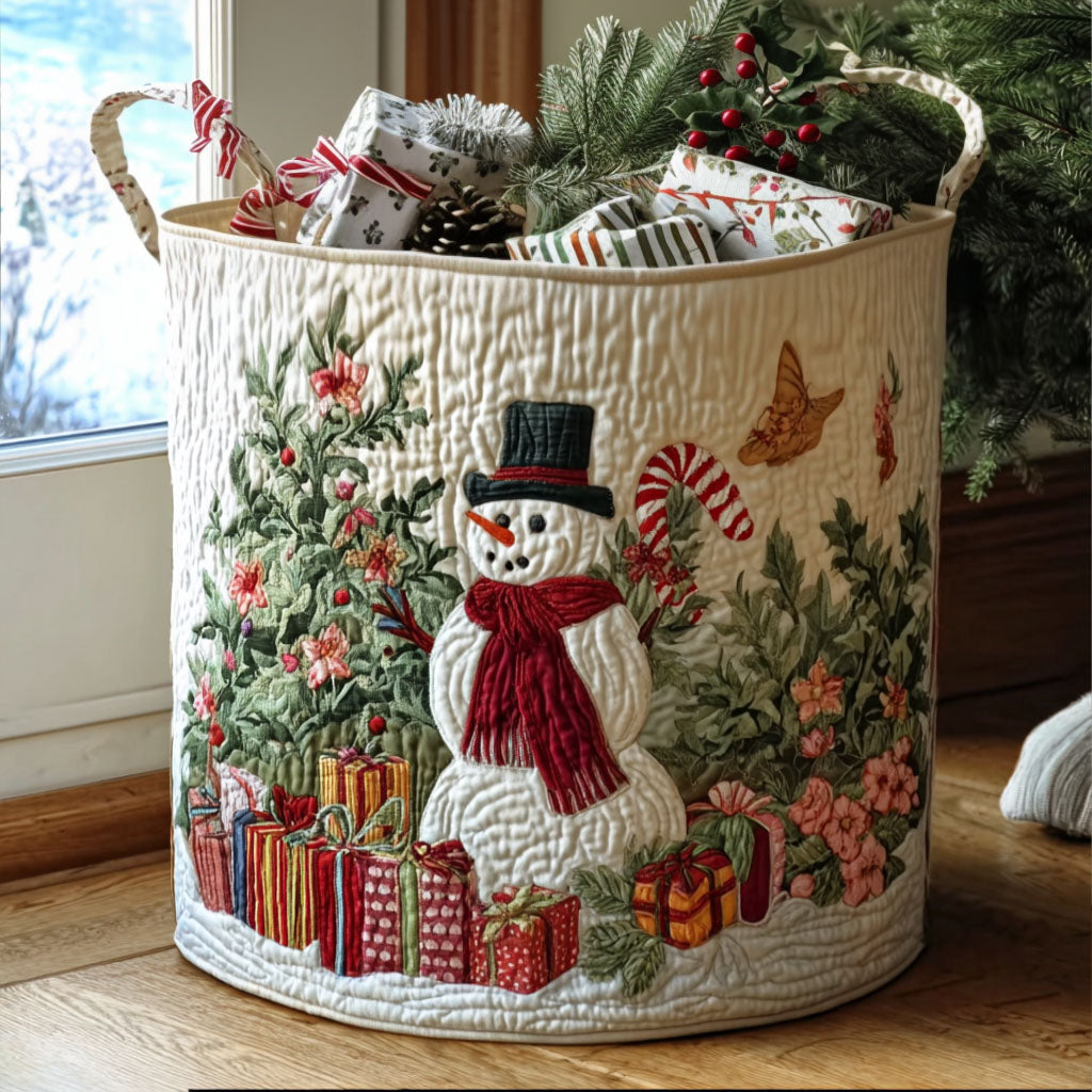 Snowy Glow Quilted Laundry Basket Foldable Clothes Hamper Daughter In Law Gift For Christmas