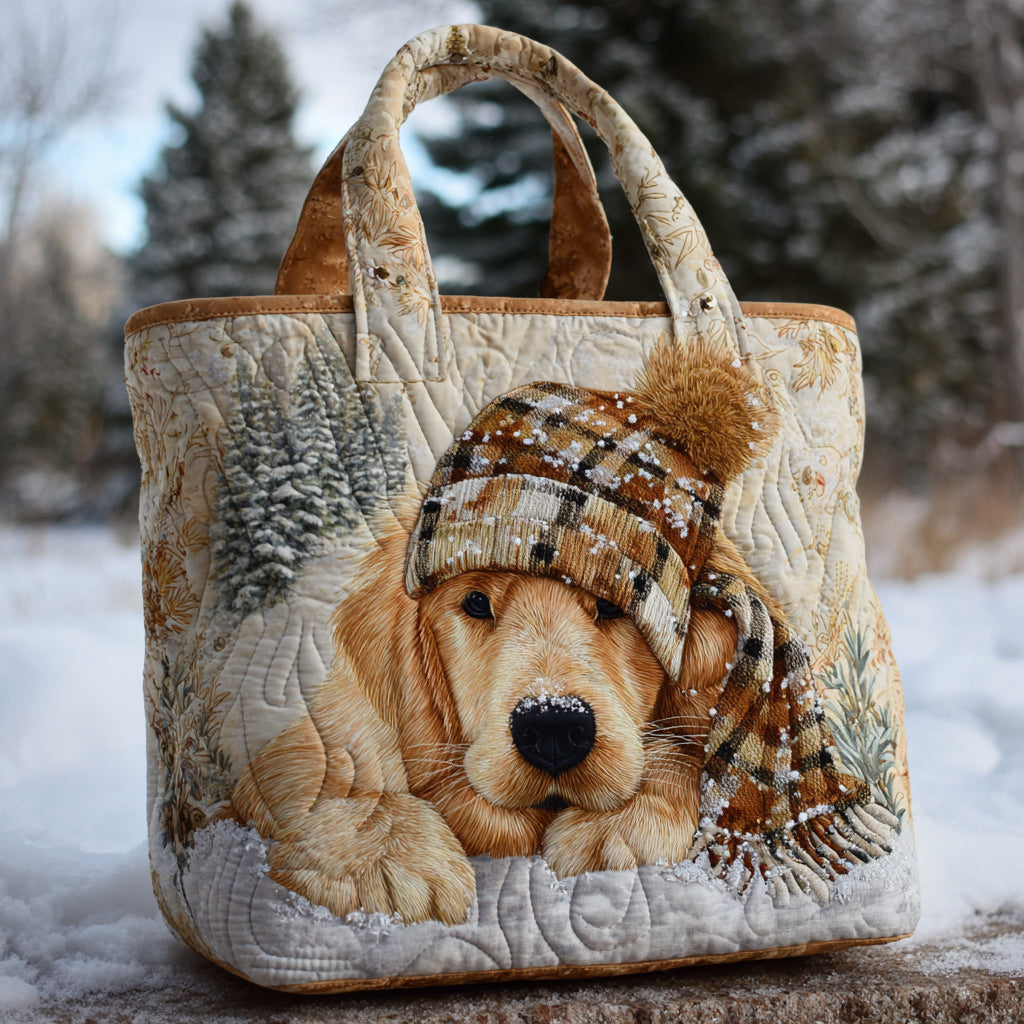 Snowy Golden Retriever Quilted Tote Bag Best Bags For Women Special Mothers Day Presents