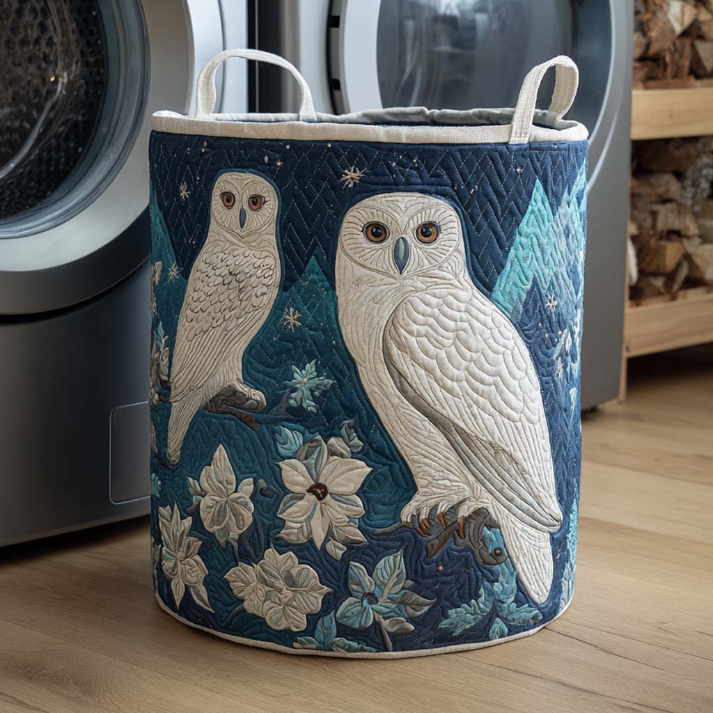 Snowy Pair Quilted Laundry Basket Home Decor Stores Owl Gifts For Him Her