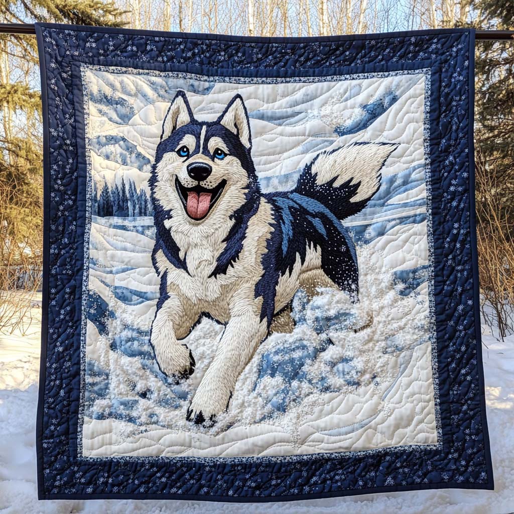 Snowy Playtime Quilted Blanket Best Sheet Sets Husky Related Gifts