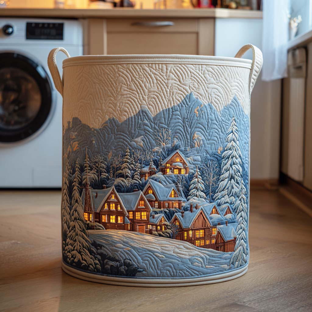 Snowy Ridge Quilted Laundry Basket Foldable Laundry Basket Mother's Day Gifts From Husband