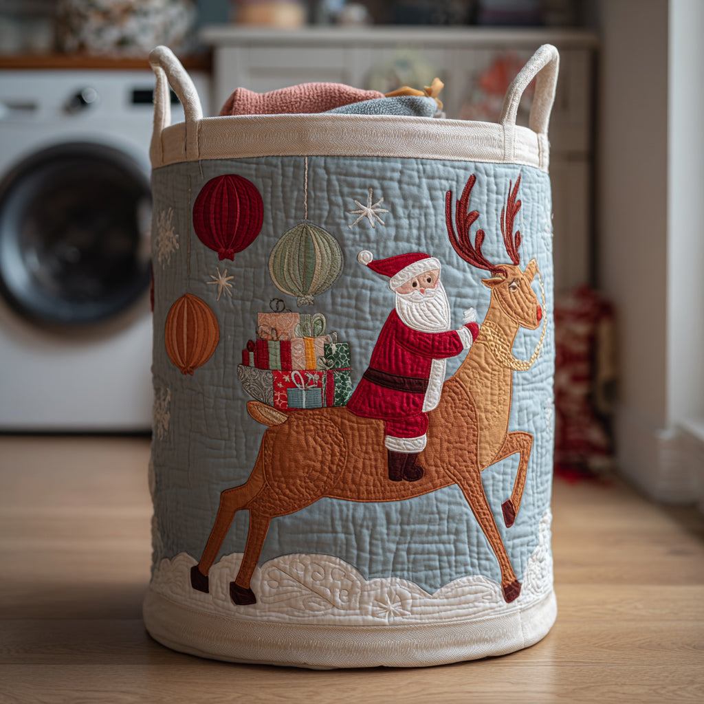 Snowy Santa Claus Quilted Laundry Basket Unique Laundry Hamper Ideas Christmas Presents For Your Grandma