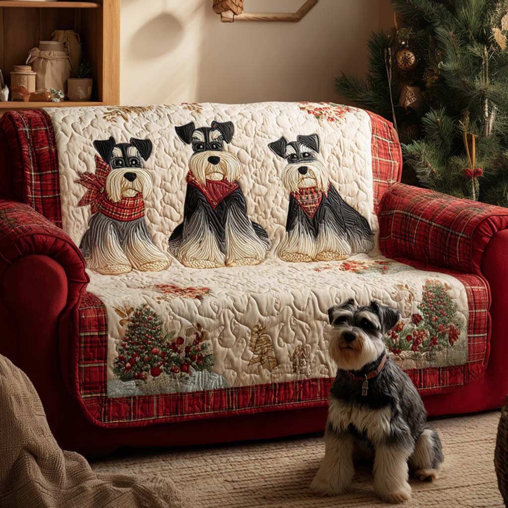 Snowy Schnauzer Quilted Sofa Cover Holiday Living Christmas Decor Christmas Present Ideas