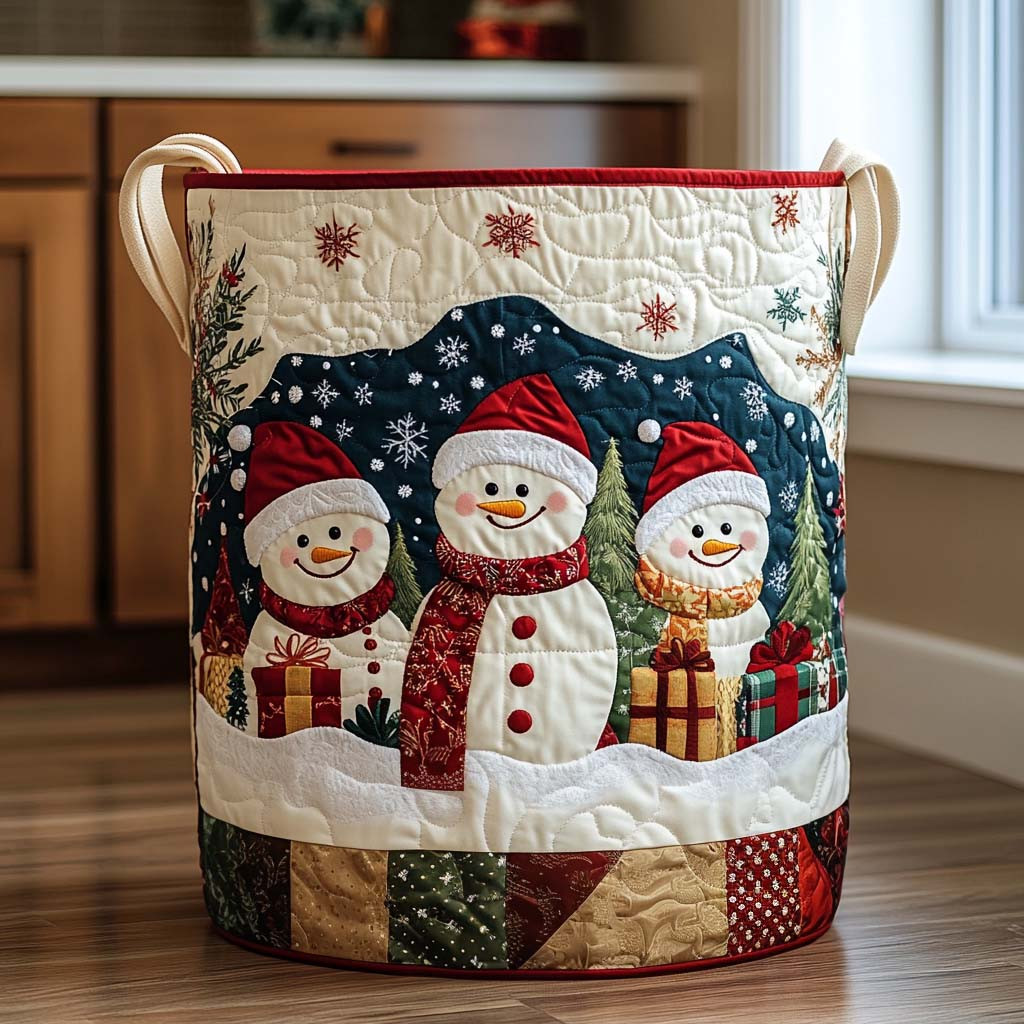Snowy Trio Quilted Laundry Basket Foldable Laundry Basket Christmas Gifts For Dad From Daughter