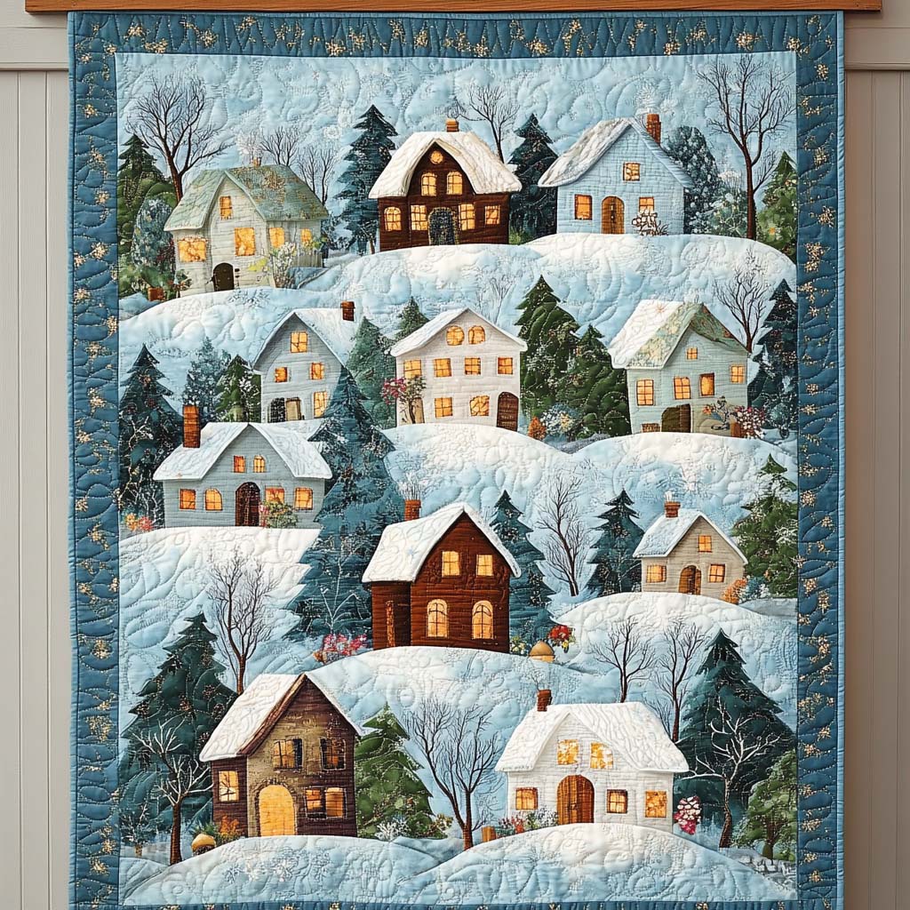 Snowy Village Glow Quilted Blanket Christmas Bedding Ideas Xmas Ideas For Grandma