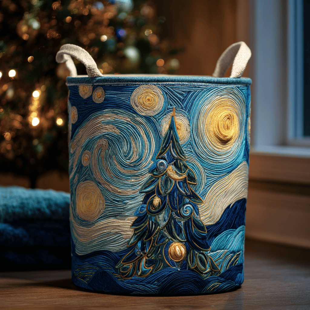 Snowy Whispers Quilted Laundry Basket Folding Laundry Hamper Christmas Gifts For Mom