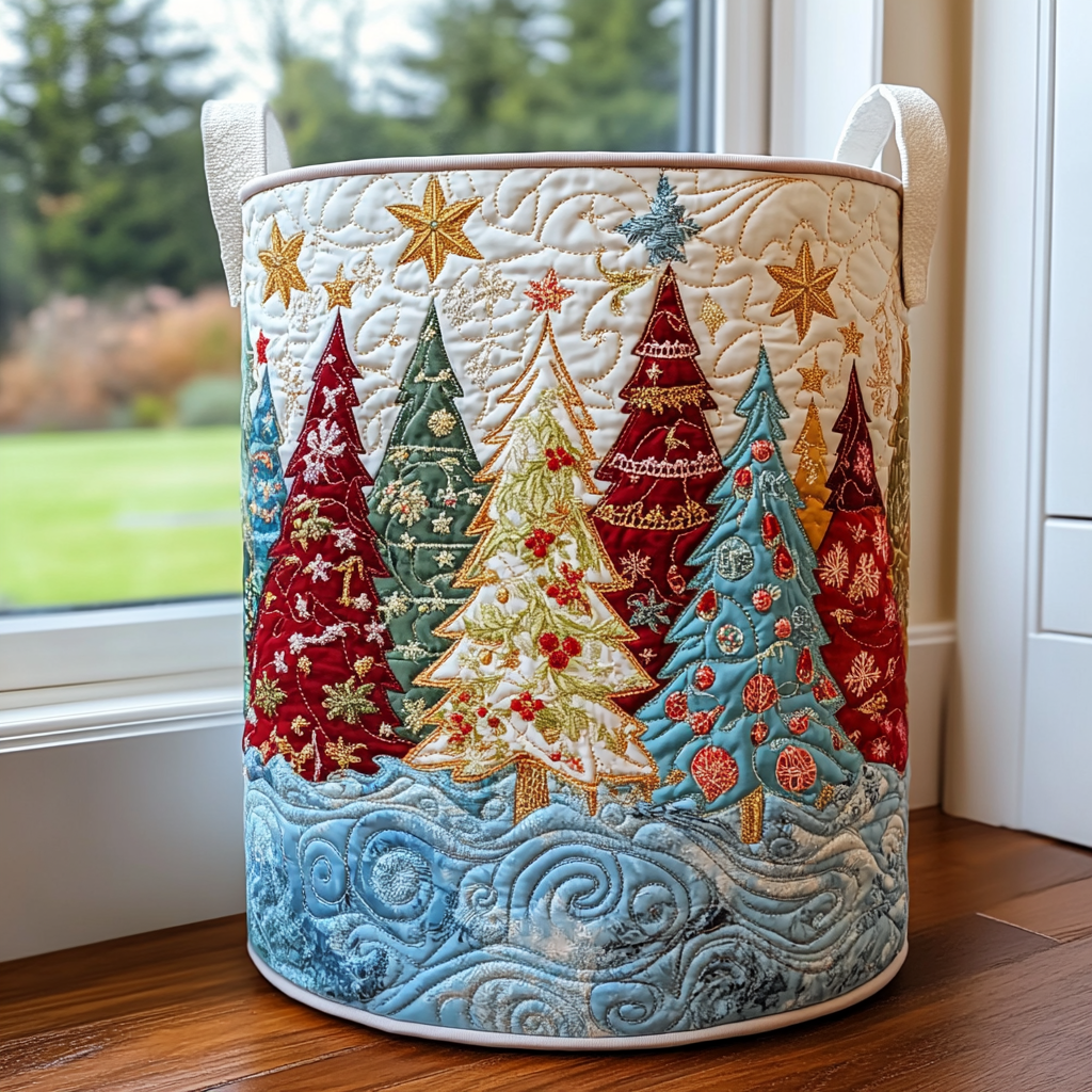 Snowy Woods Quilted Laundry Basket Best Dirty Clothes Hamper Good Christmas Gifts For Grandmas