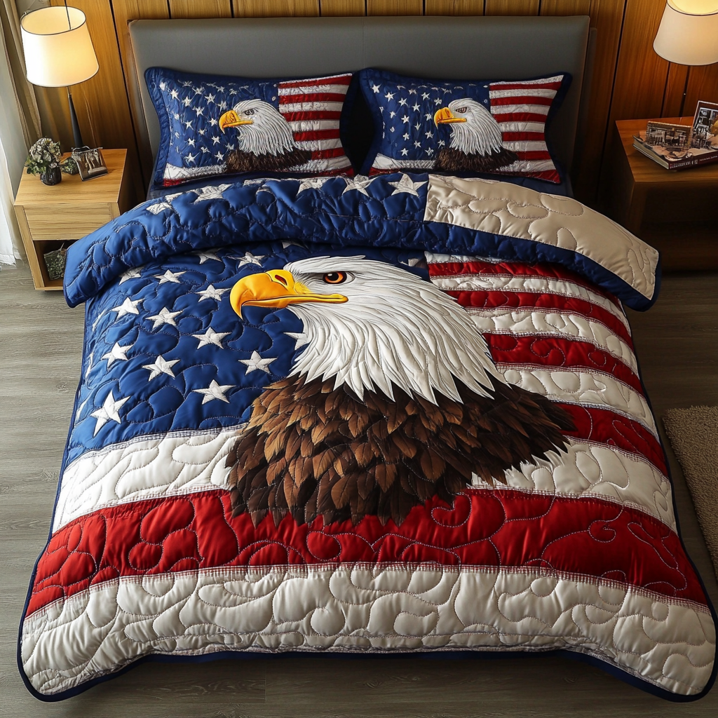 Soaring Eagle Quilted Bedding Set Best Bedding Sets Independence Day Gift