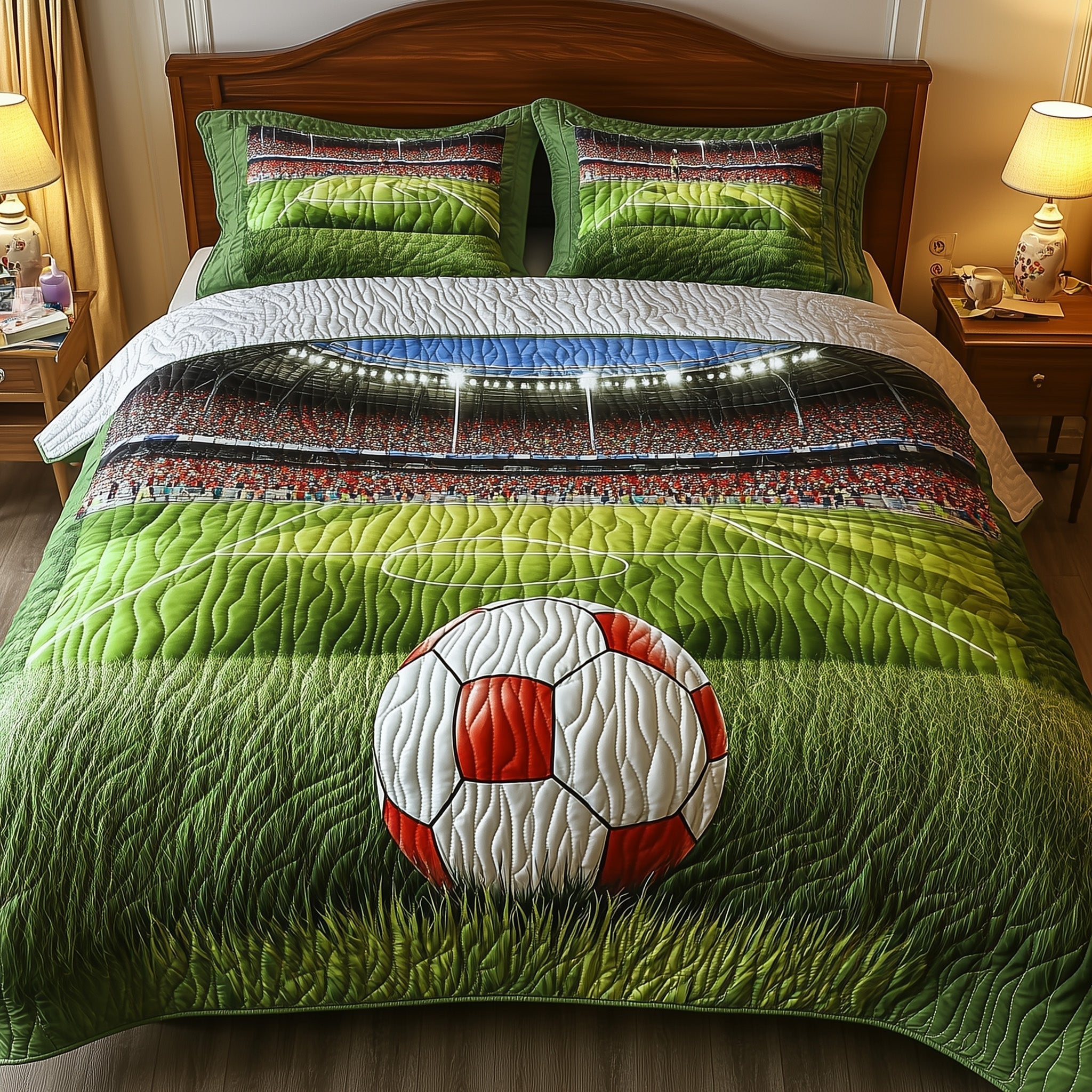 Soccer Field of Dreams Quilted Bedding Set Boho Bedroom Ideas Awesome Father's Day Gifts