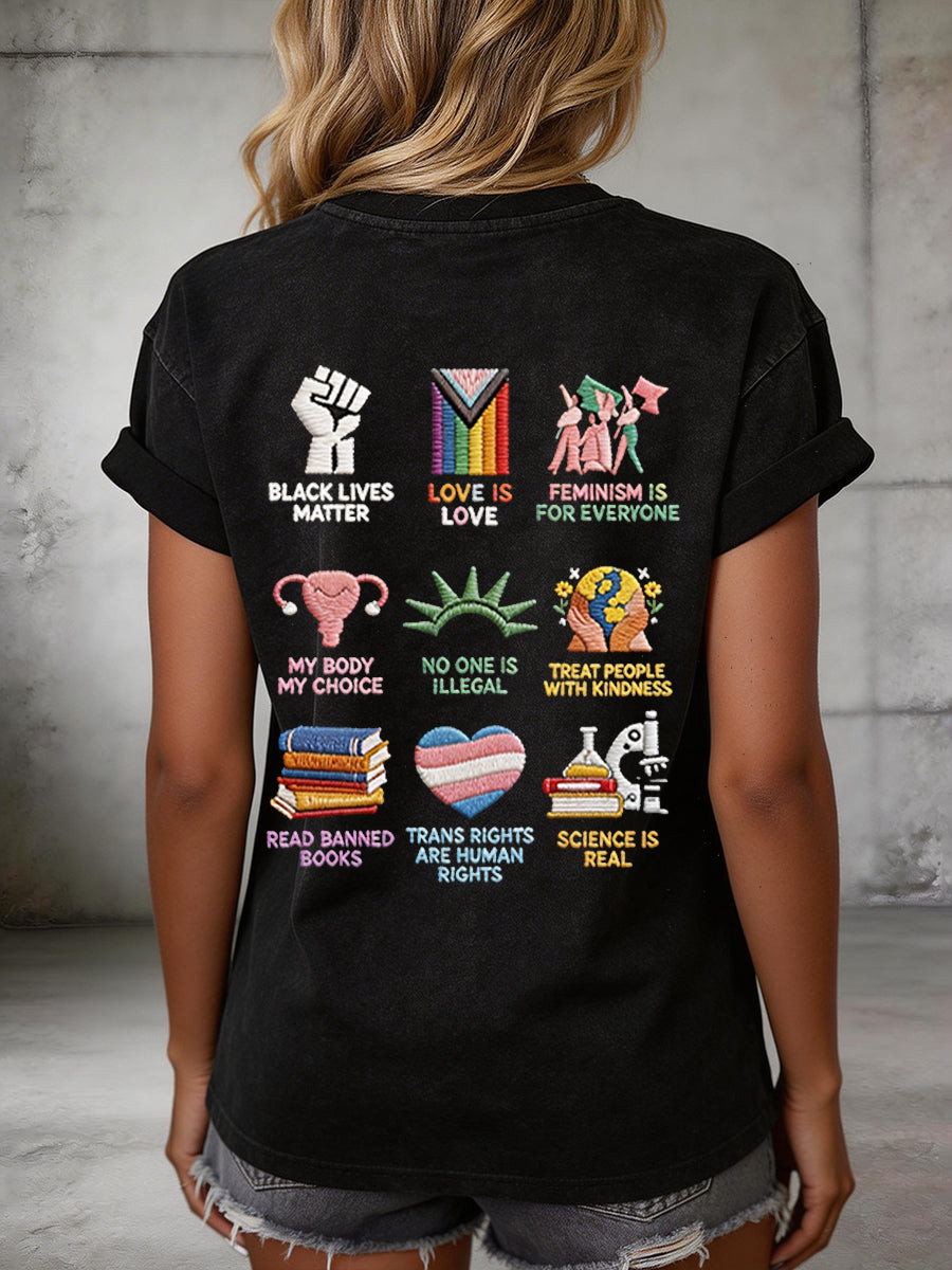 Social Justice Symbols T-Shirt LGBTQ Rights Human Equality Graphic Gift For Family - Image 2