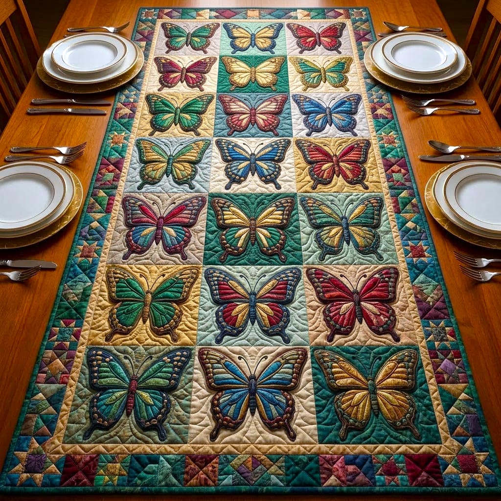 Soft Butterfly Quilted Table Runner Long Dining Table Runner Butterfly Gift Ideas For Lovers