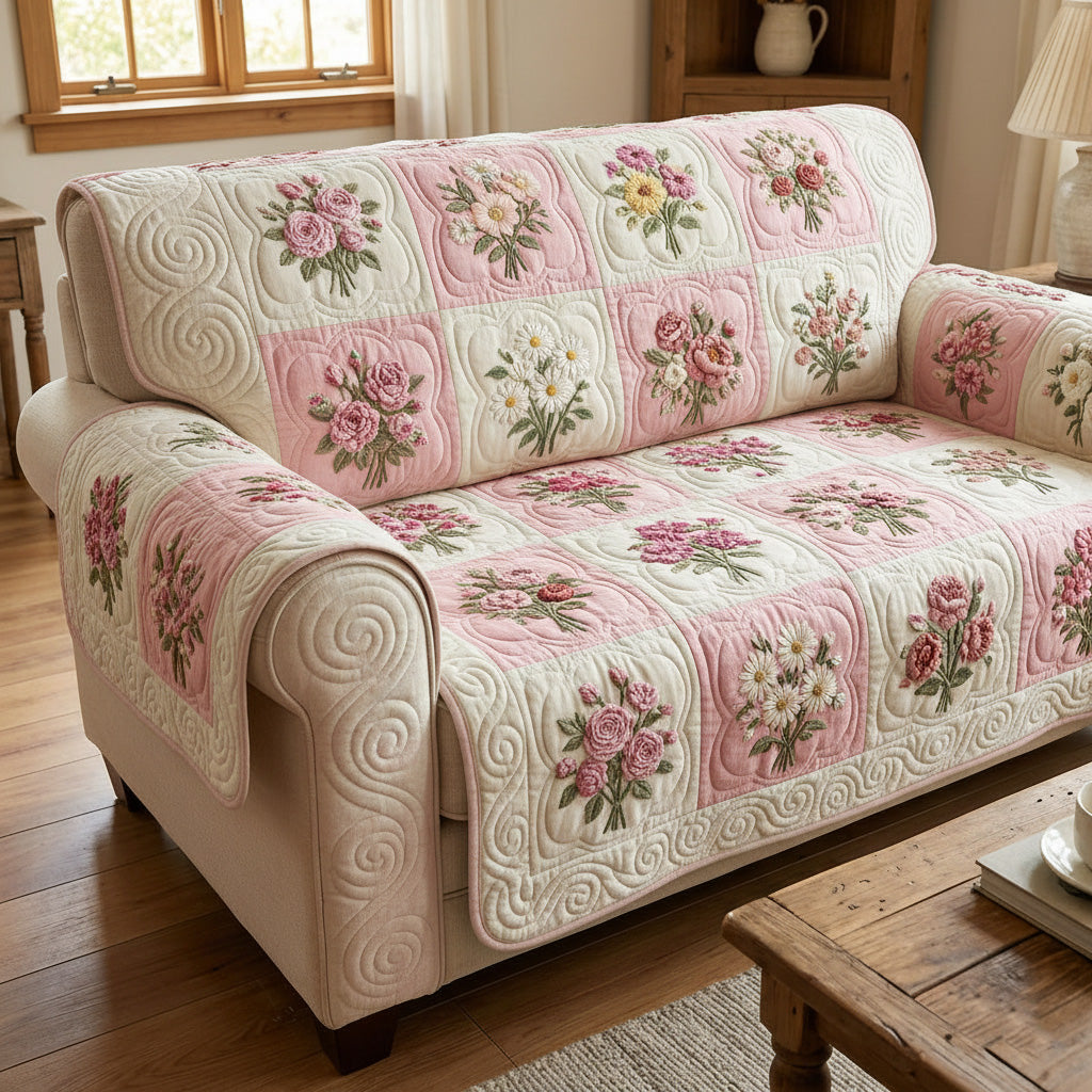 Soft Garden Pink Quilted Sofa Cover Best Couch Slipcovers Gifts For Mom From Daughter