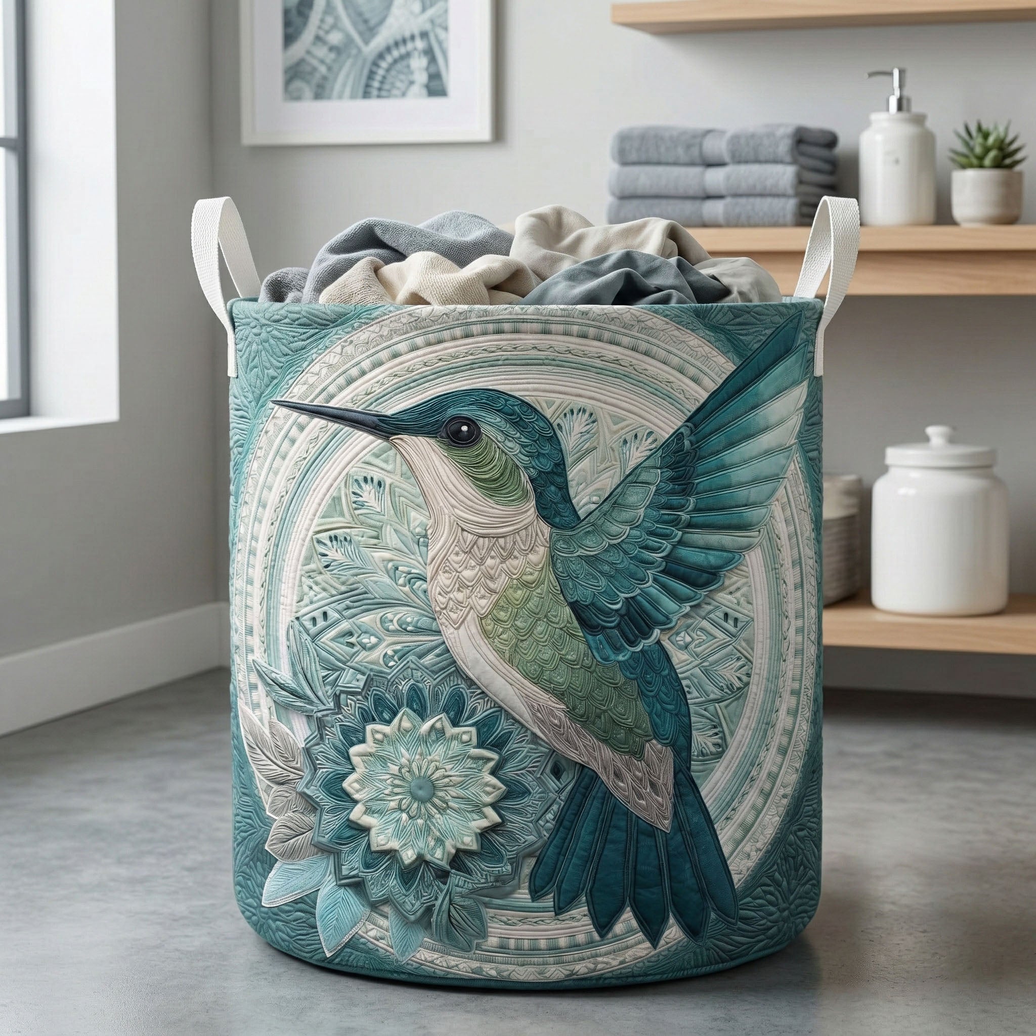 Soft Mint Quilted Laundry Basket Clothes Basket Unusual Cat Gifts