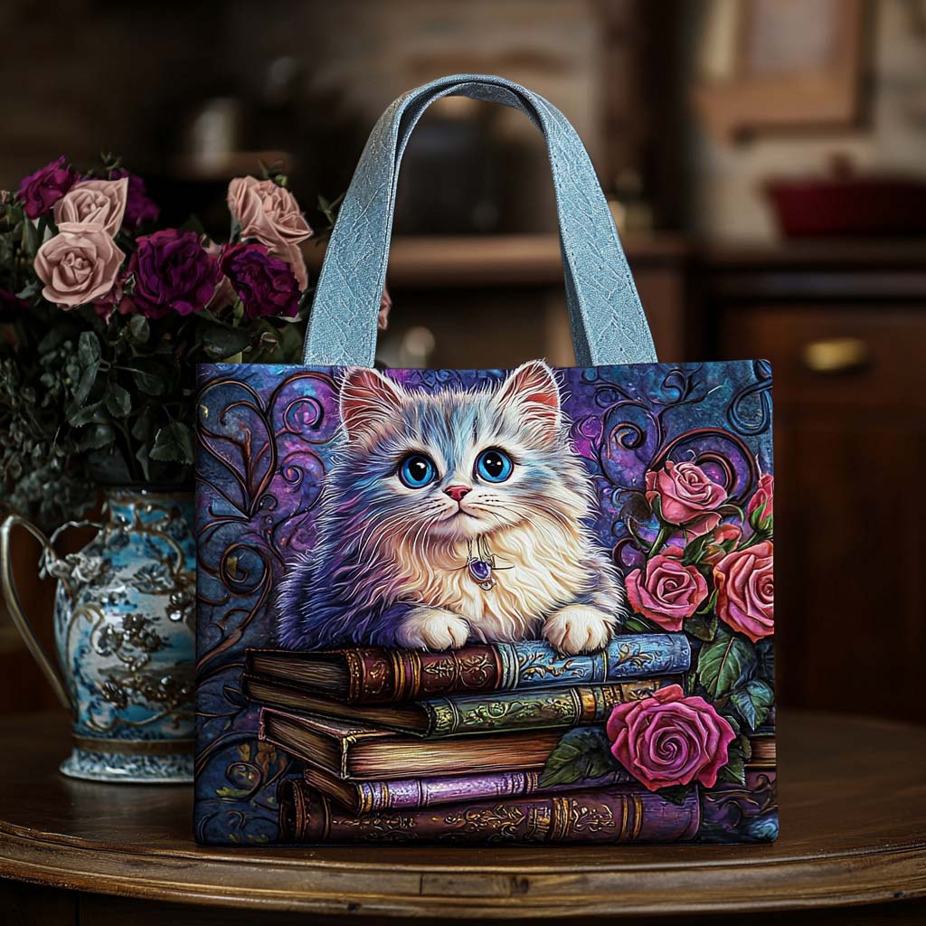 Soft Pawprints Quilted Tote Bag Best Shoulder Tote Bag Cat Items For Cat Lovers