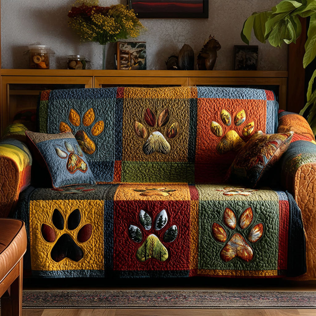 Soft Pawscape Quilted Sofa Cover Indoor Decoration Perfect Gift For Dog Lovers