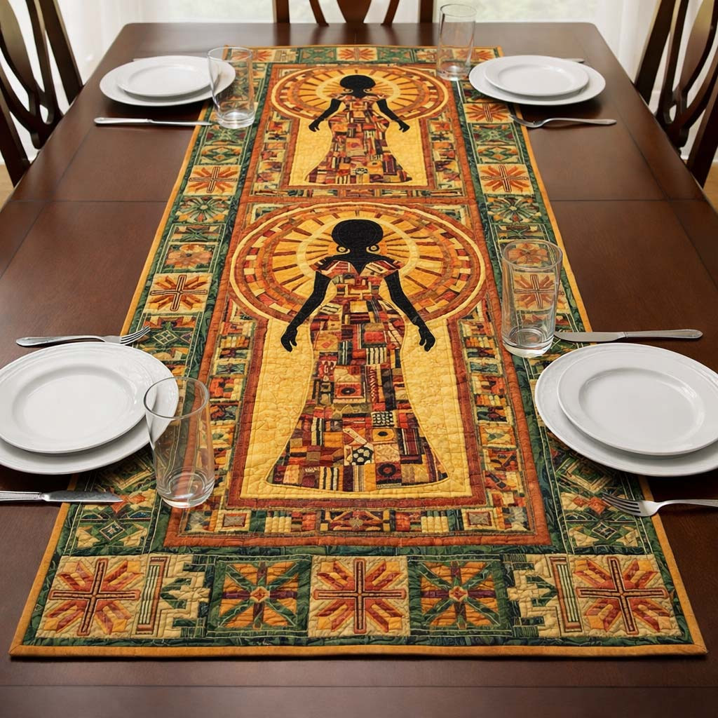 Solar Empress Quilted Table Runner Dining Room Table Toppers Best African American Gifts