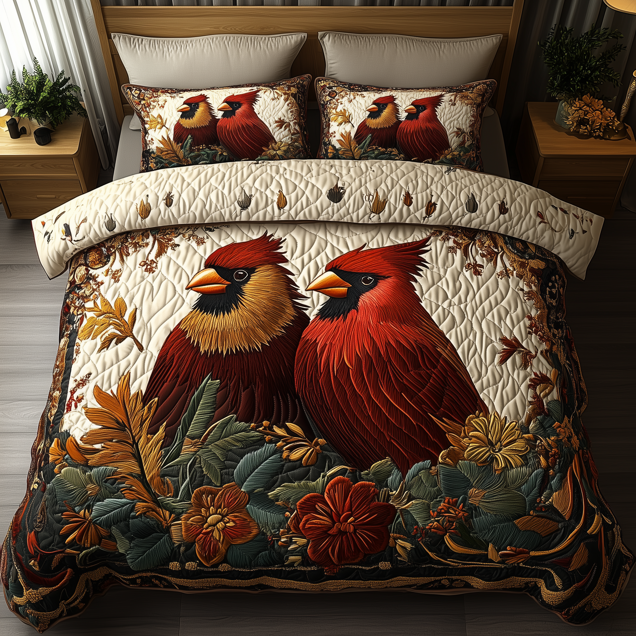 Soulmates in Flight Quilted Bedding Set Comforter And Sheet Sets Unique Cardinal Gifts