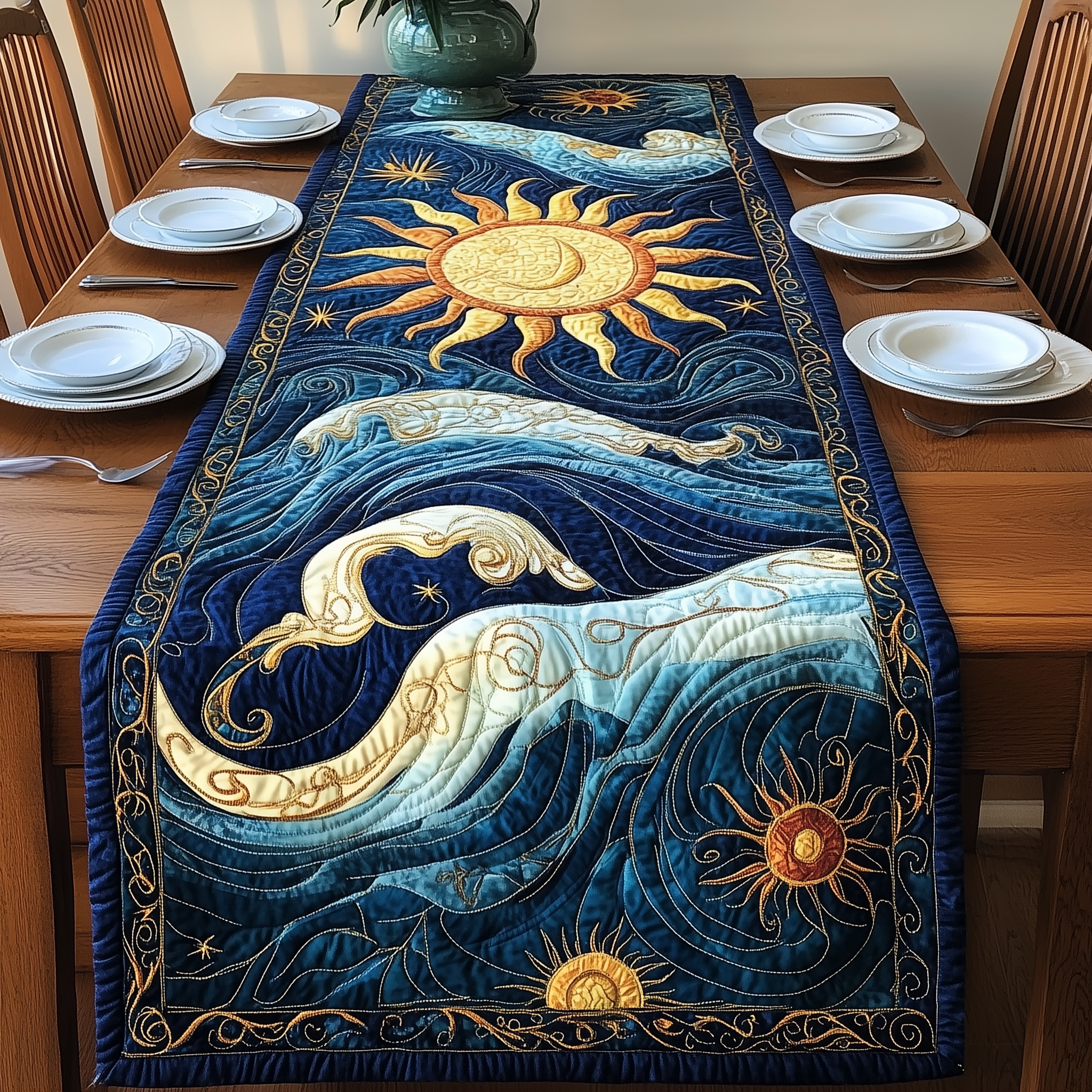 Sound Of Ocean Quilted Table Runner Formal Dining Table Runners Birthday Gift Ideas For Mother