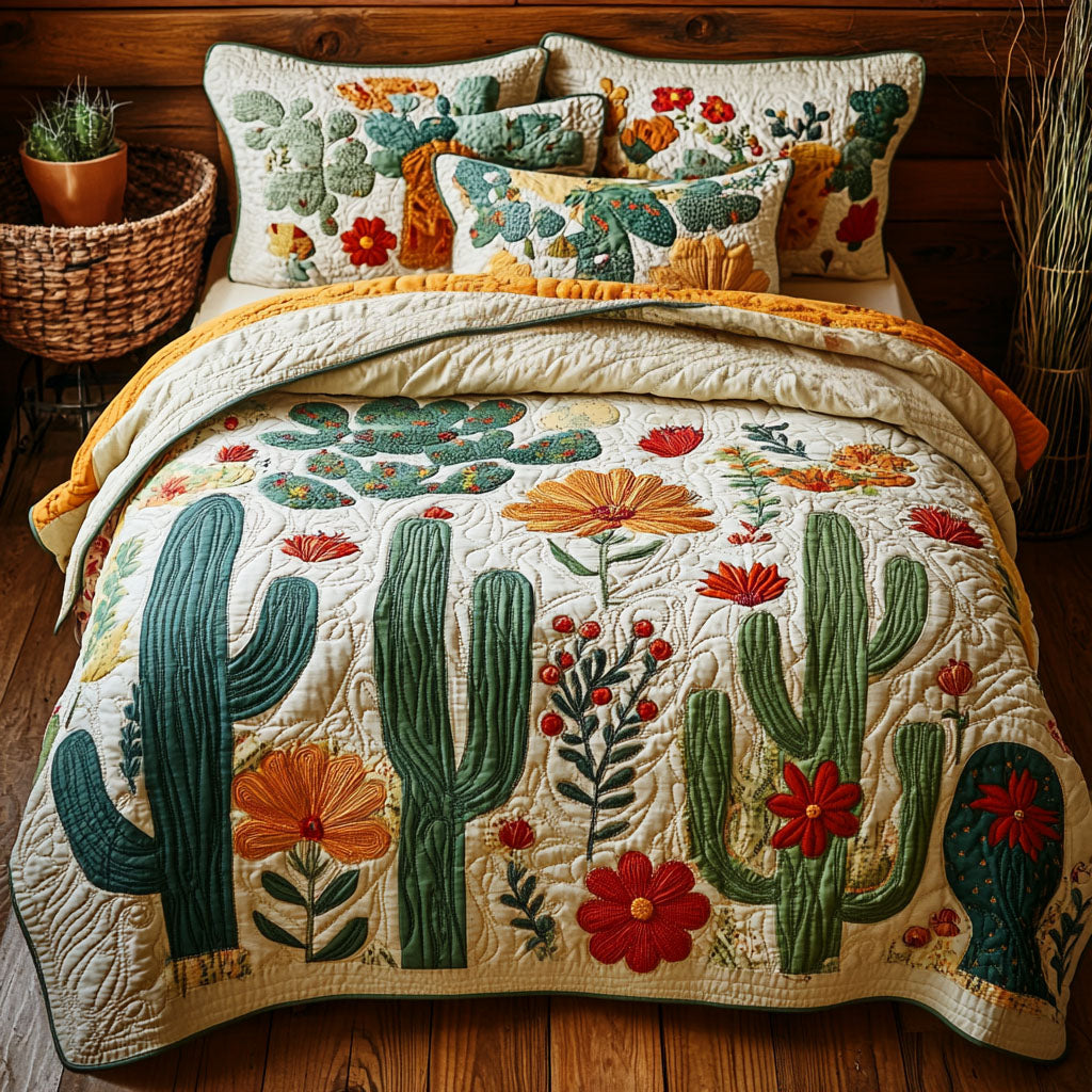 Southwest Bloom Quilted Bedding Set Best King Bedding Sets Cactus Housewarming Gift