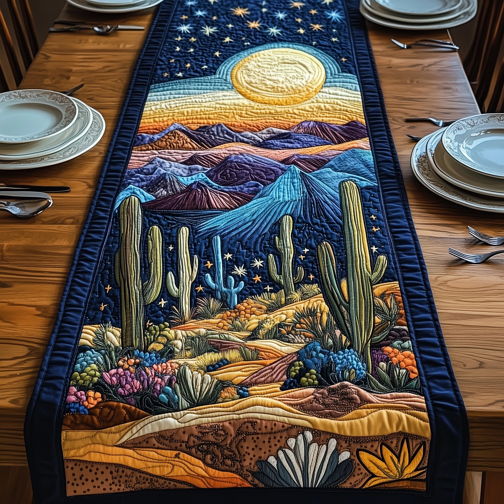 Southwest Spirit Quilted Table Runner Formal Dining Table Runners Unique Cactus Gifts