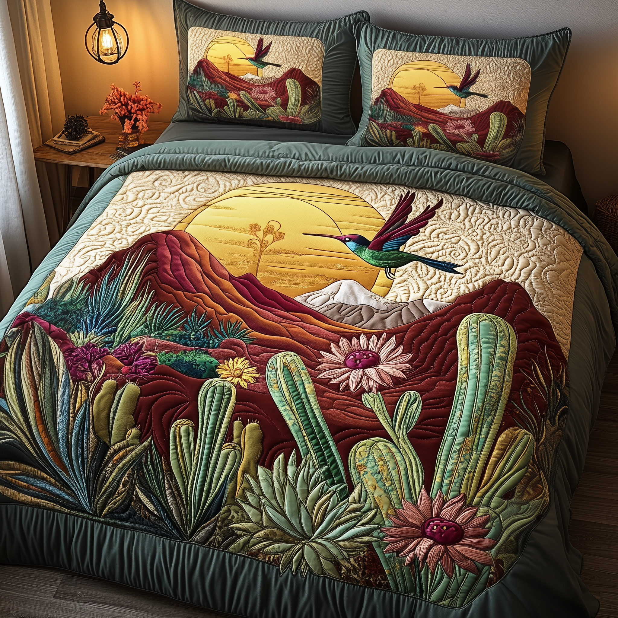 Southwest Spiritual Hummingbird Quilted Bedding Set Best Fitted Sheets Hummingbird Gifts For Him