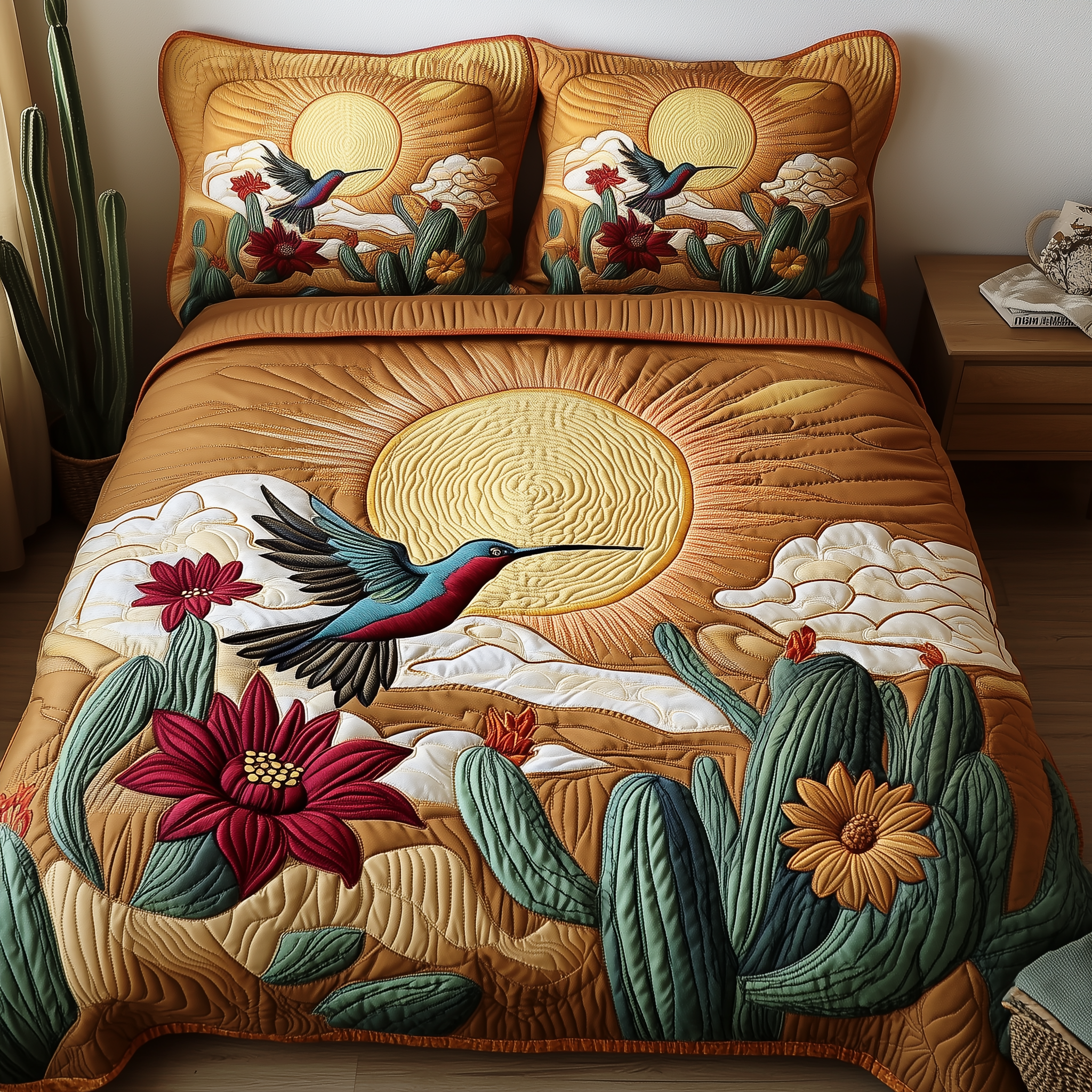 Southwest Spiritual Hummingbird Quilted Bedding Set Best Sheet Sets Hummingbird Feeder Gift