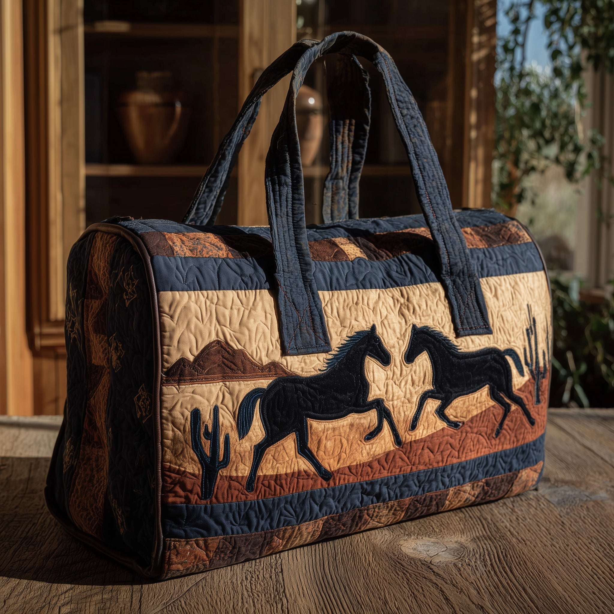 Southwestern Horse Quilted Duffle Bag Women's Sport Duffel Bag Great Mothers Day Gift