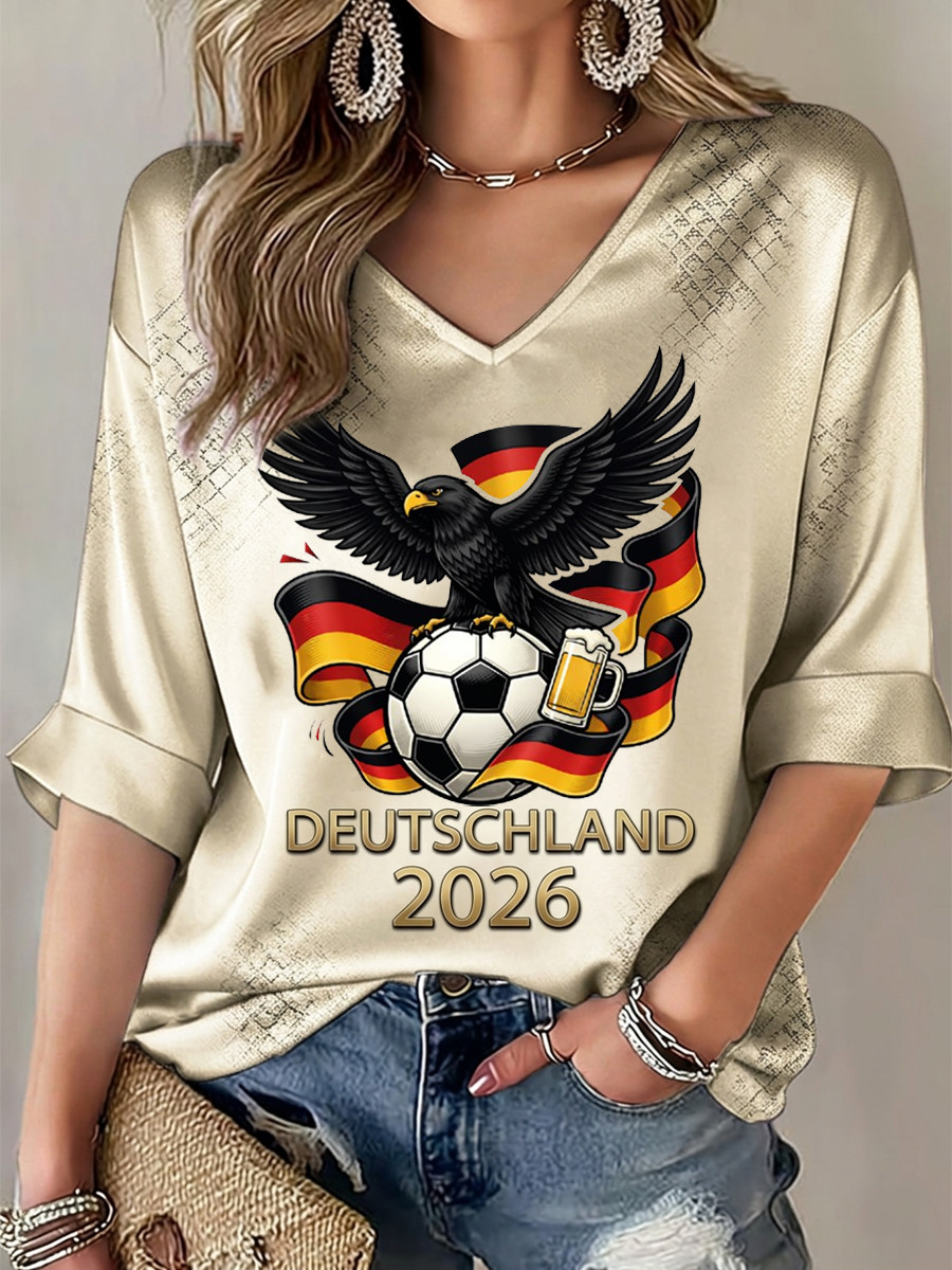 Spain 2026 FIFA World Cup V-Neck Long Sleeve Shirt Women's Spain National Team WC Merch Gift For Her