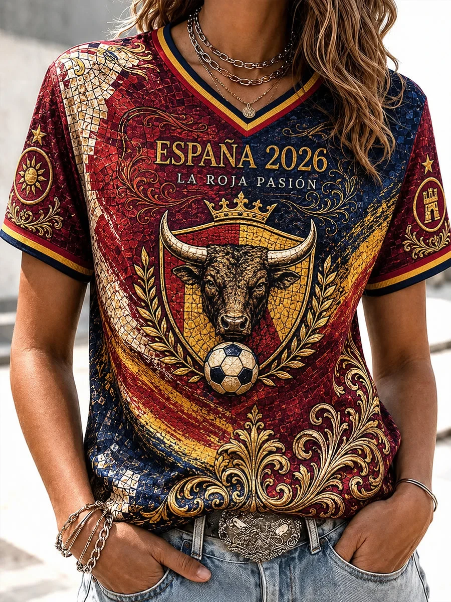 Spain FIFA World Cup 2026 Soccer V-Neck Shirt Best World Cup Apparel Good Gift For Fans
