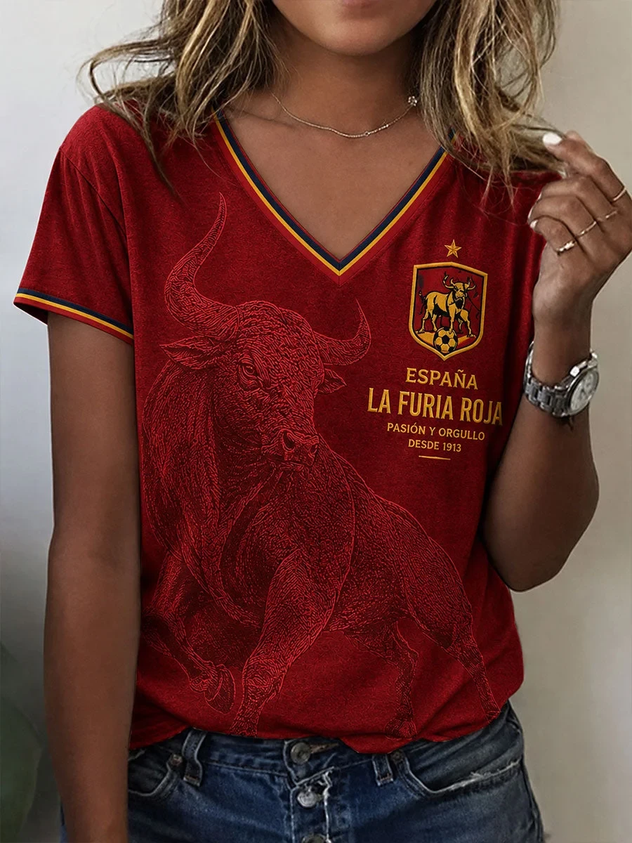 Spain FIFA World Cup 2026 Soccer V-Neck Shirt Best World Cup Apparel Good Gift For Fans - Image 2