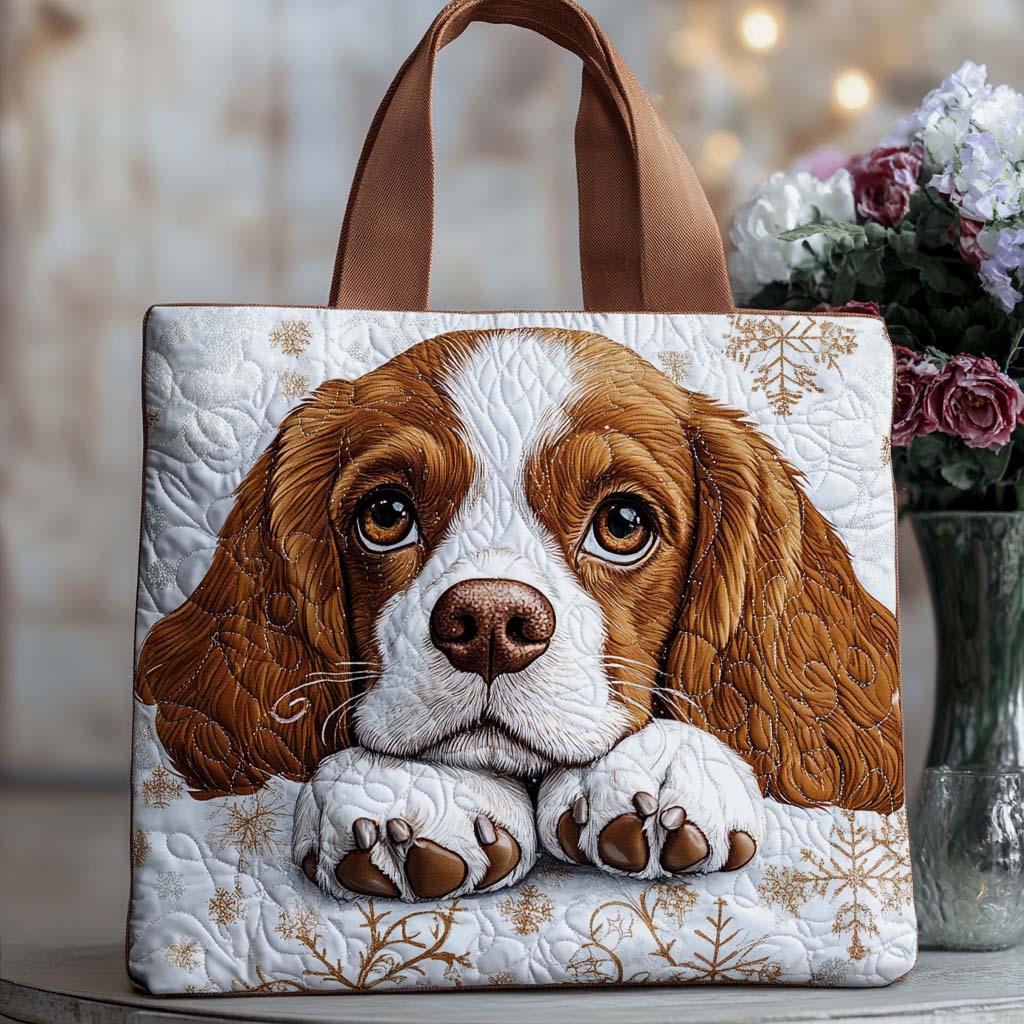 Spaniel Pup Quilted Tote Bag Cool Tote Bags For Women Xmas Gifts For Mom