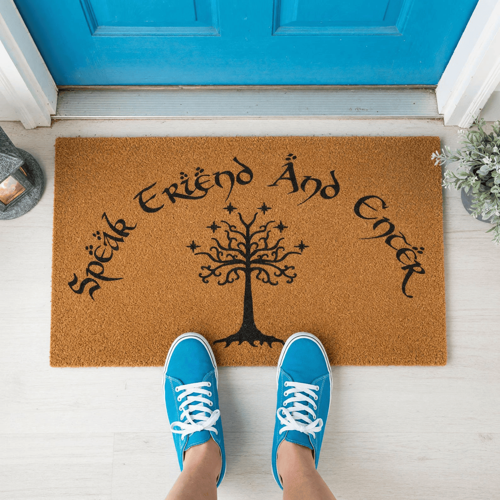 Speak Friend And Enter Doormat Elvish Tree Door Welcome Mat Funny Housewarming Gifts