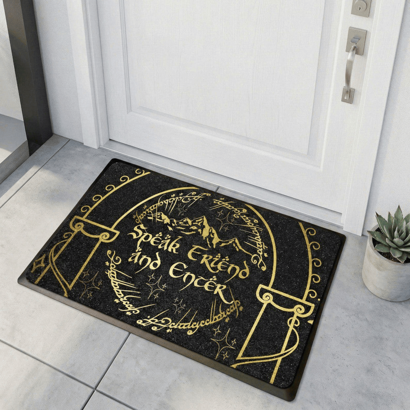 Speak Friend And Enter Doormat Fantasy Inspired Welcome Mat LOTR Front Porch Decor