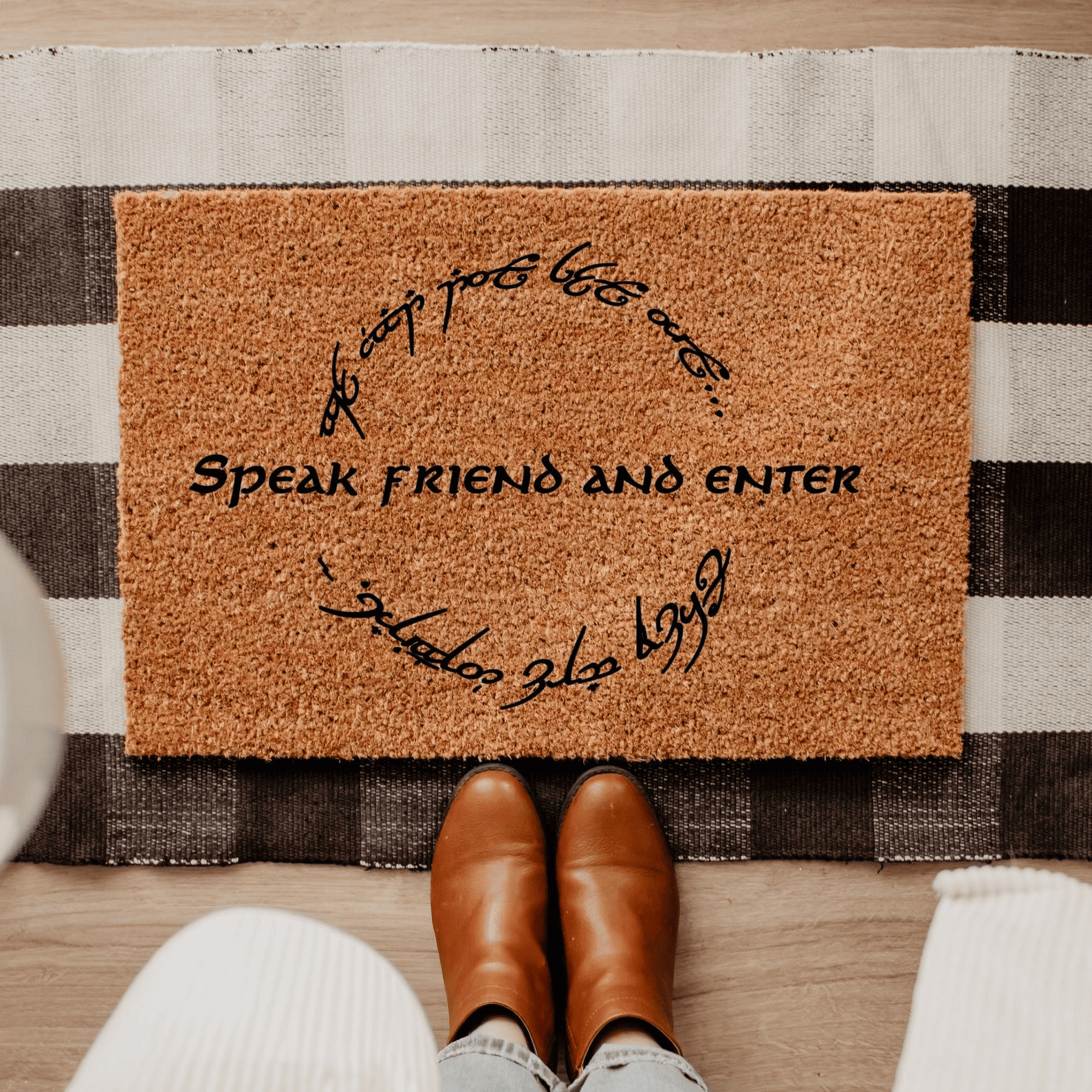 Speak Friend And Enter Doormat Funny Elvish Welcome Mat Housewarming Gifts For Friends