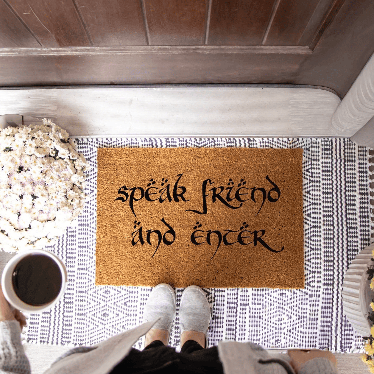 Speak Friend And Enter Doormat Funny Entryway Rug House Warming Presents